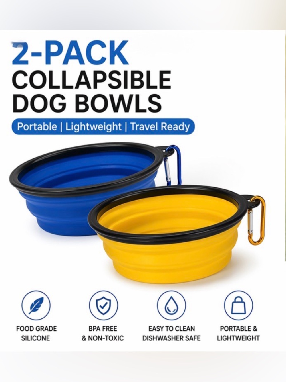 Collapsible Pet Bowls with Carabiners
